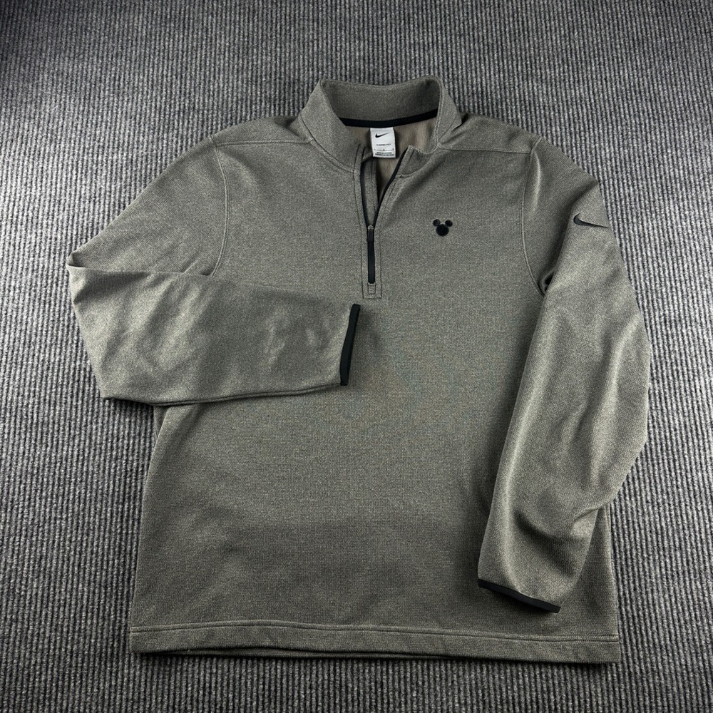 Nike Disney Mickey Mouse Therma-FIT Quarter Zip Pullover Gray Mens Large